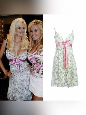 Polka Dot Ruffle Bow Mini Dress As Seen On Holly Madison